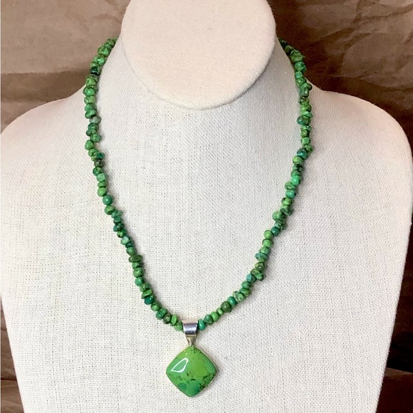 JAY KING DTR Sterling Silver Green Turquoise Necklace & Cabochon Pendant NWOT - Picture 3 of 9